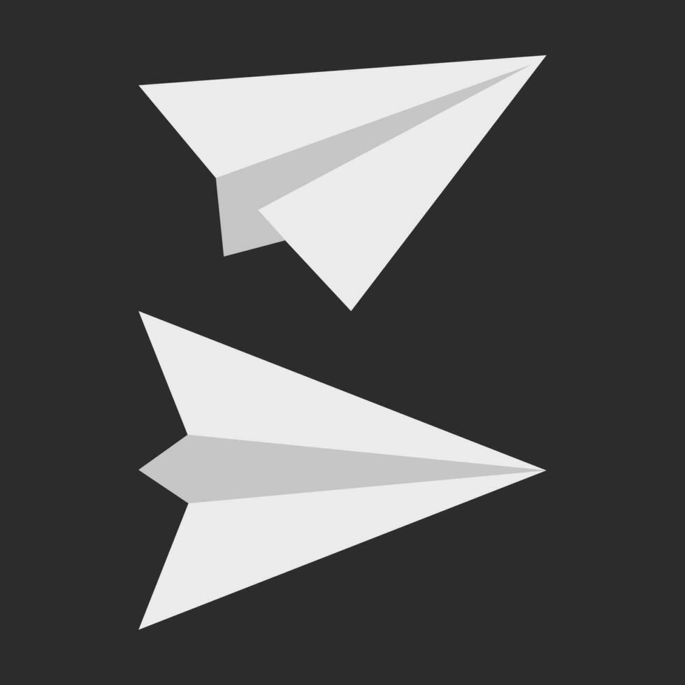 blanco papel avión icono. en un gris antecedentes. vector ilustración