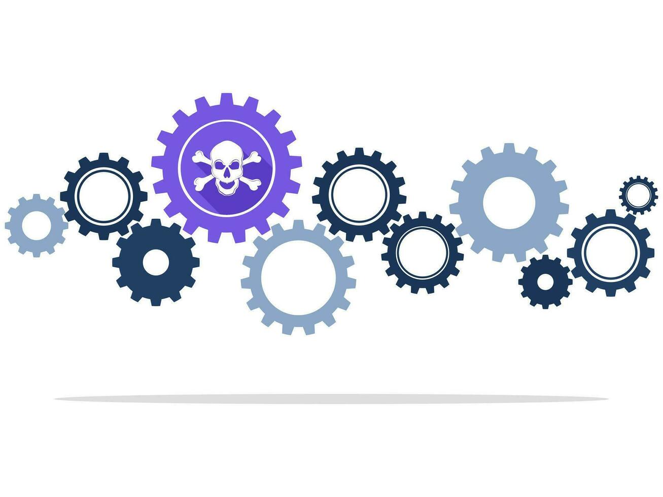 Skull and cogwheel.Dangerous mechanism concept. vector illustration