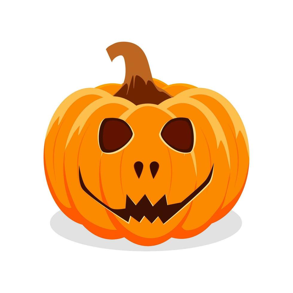 Halloween pumpkin with happy face on white background. Vector Illustration