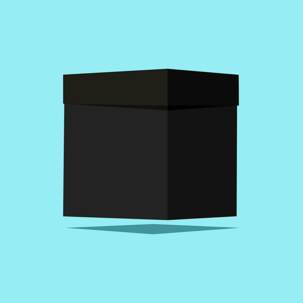 Square Black Box Mockup. black box levitation. vector illustration