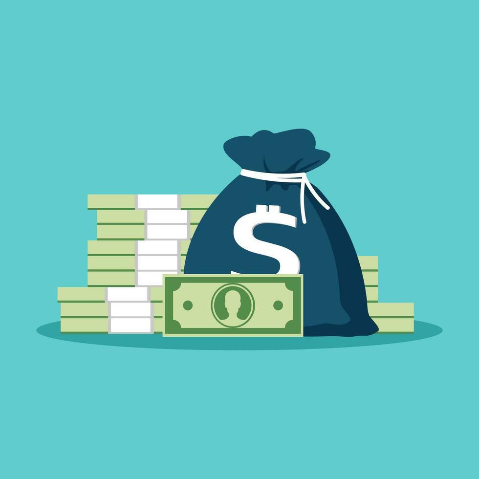 Money bill. banknote cash. A pile of money. Flat style vector illustration