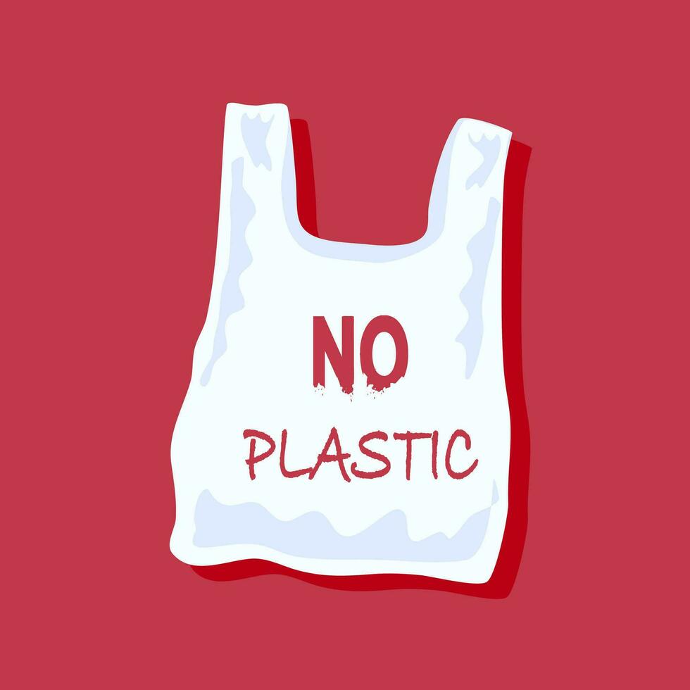 No Plastic Bag Concept. save world. protect animals flat design. vector