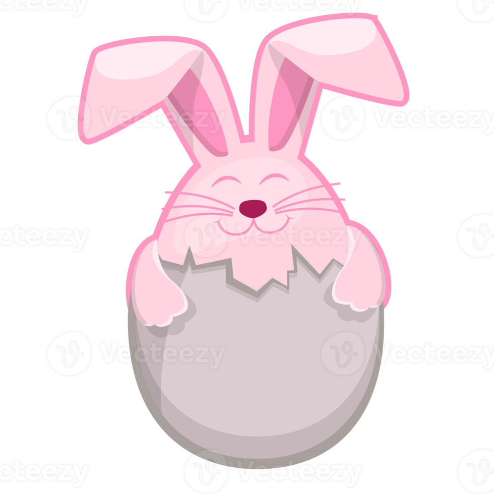 Funny Easter bunny inside egg for Greeting Card png