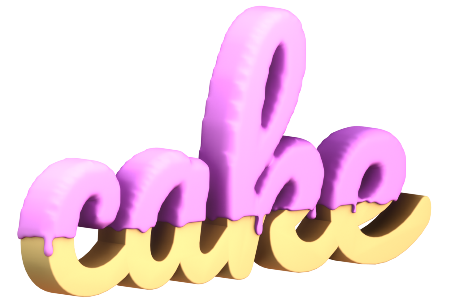 3D render of the text cake, with a cake texture png