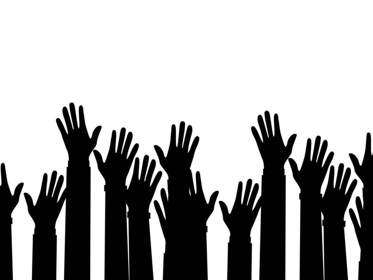 siluetas elevado manos trabajar como voluntario concepto . luchando para derechos. vector ilustración