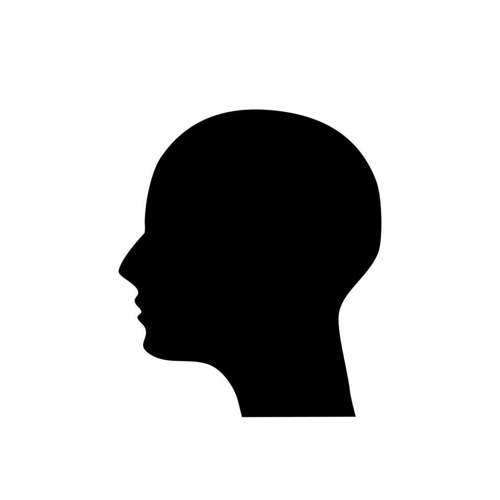 Human head profile black silhouette vector illustration isolated on white background