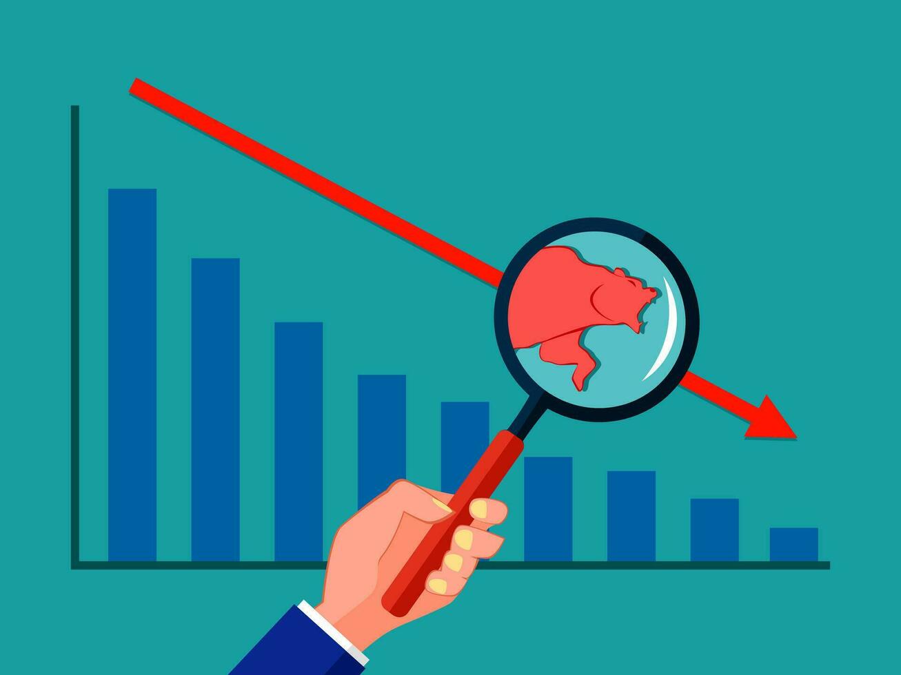 bear market or bearish market with forex trading graph. financial and trade online concept vector