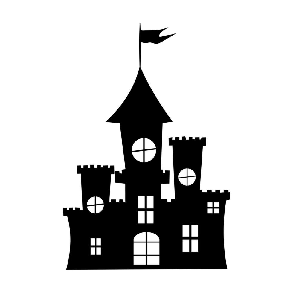 silhouette a scary house. haunted houses for Halloween. Spooky house. Vector illustration