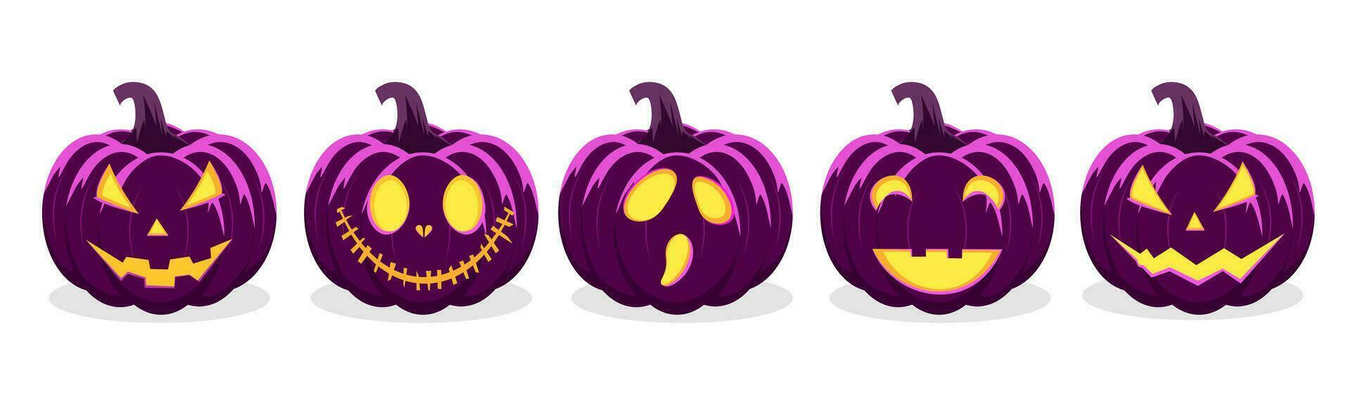 Set of pumpkin on white background. with for the holiday Halloween. vector