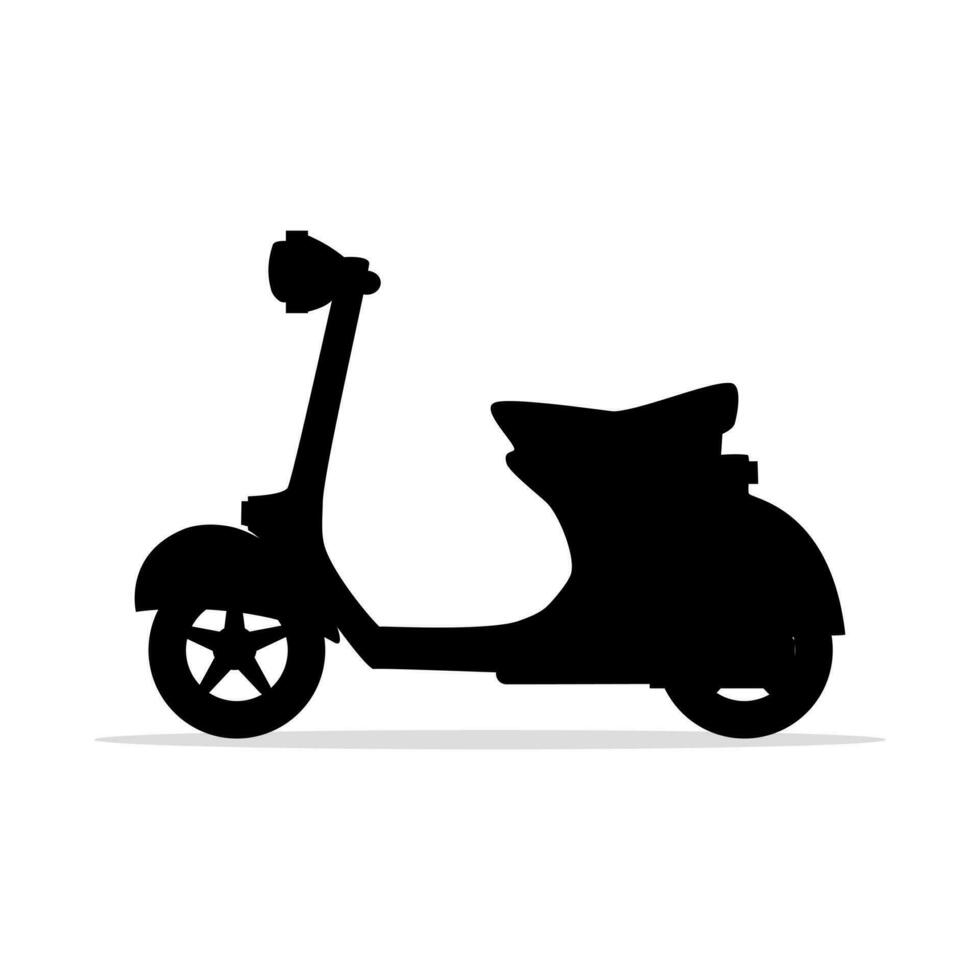 black silhouette scooter on white background. vector illustration