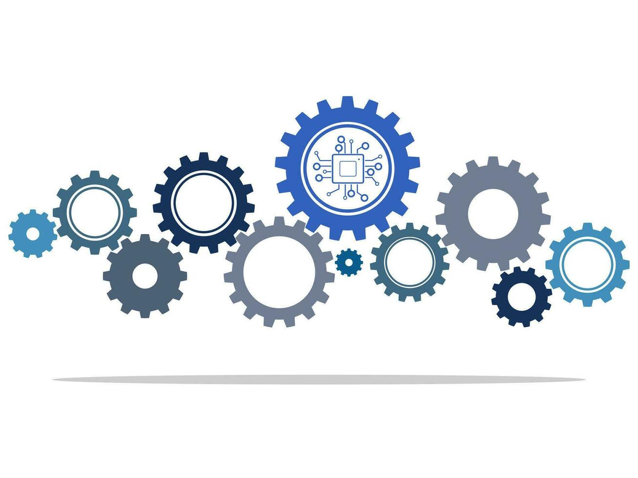Infographic header with gears with processor on the white background vector