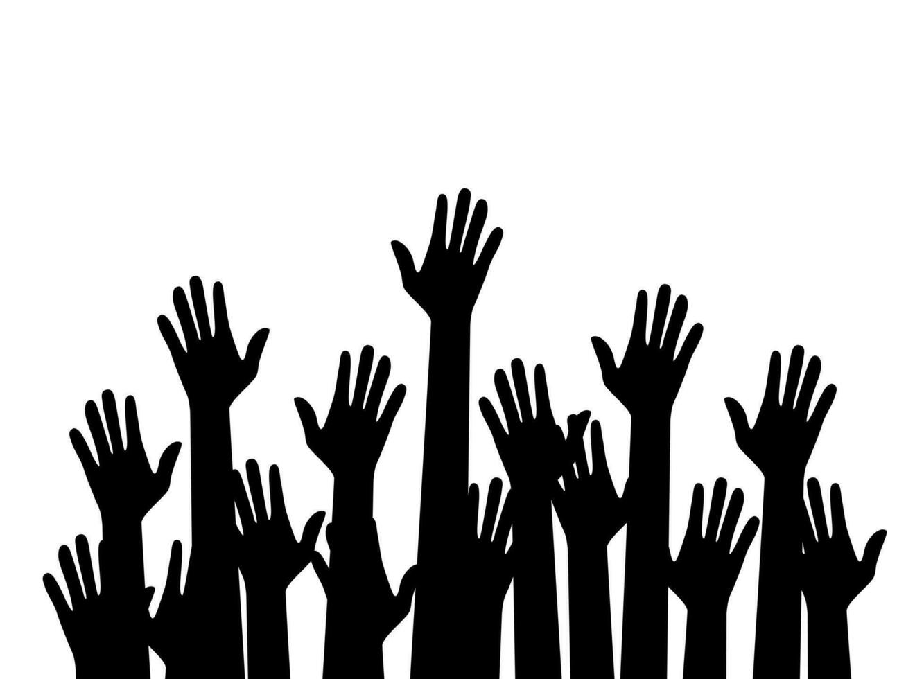 Silhouettes  hands up. Raised hands volunteering concept . fighting for rights vector