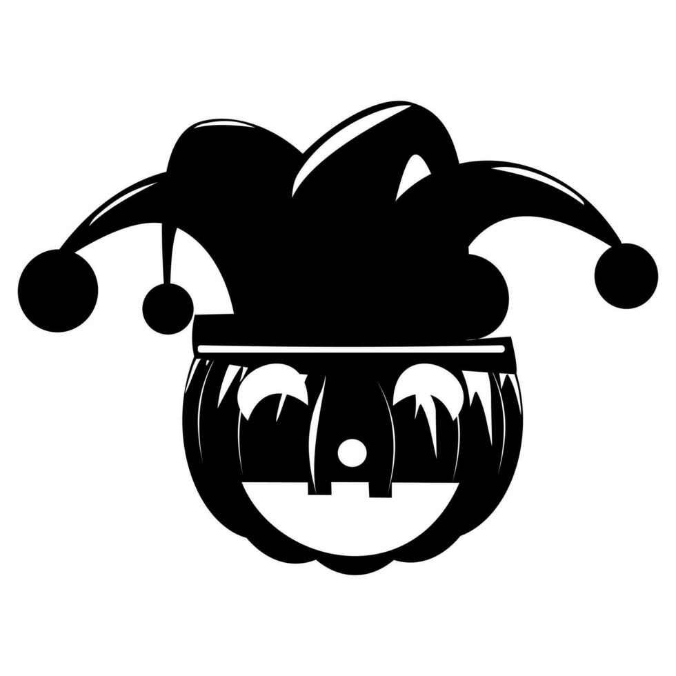 silhouette of halloween pumpkin and jester hat. isolated on white background. vector