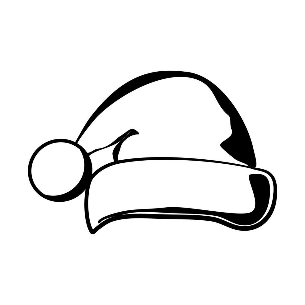 Silhouette of Christmas Santa Claus hat. New year cap isolated on background vector