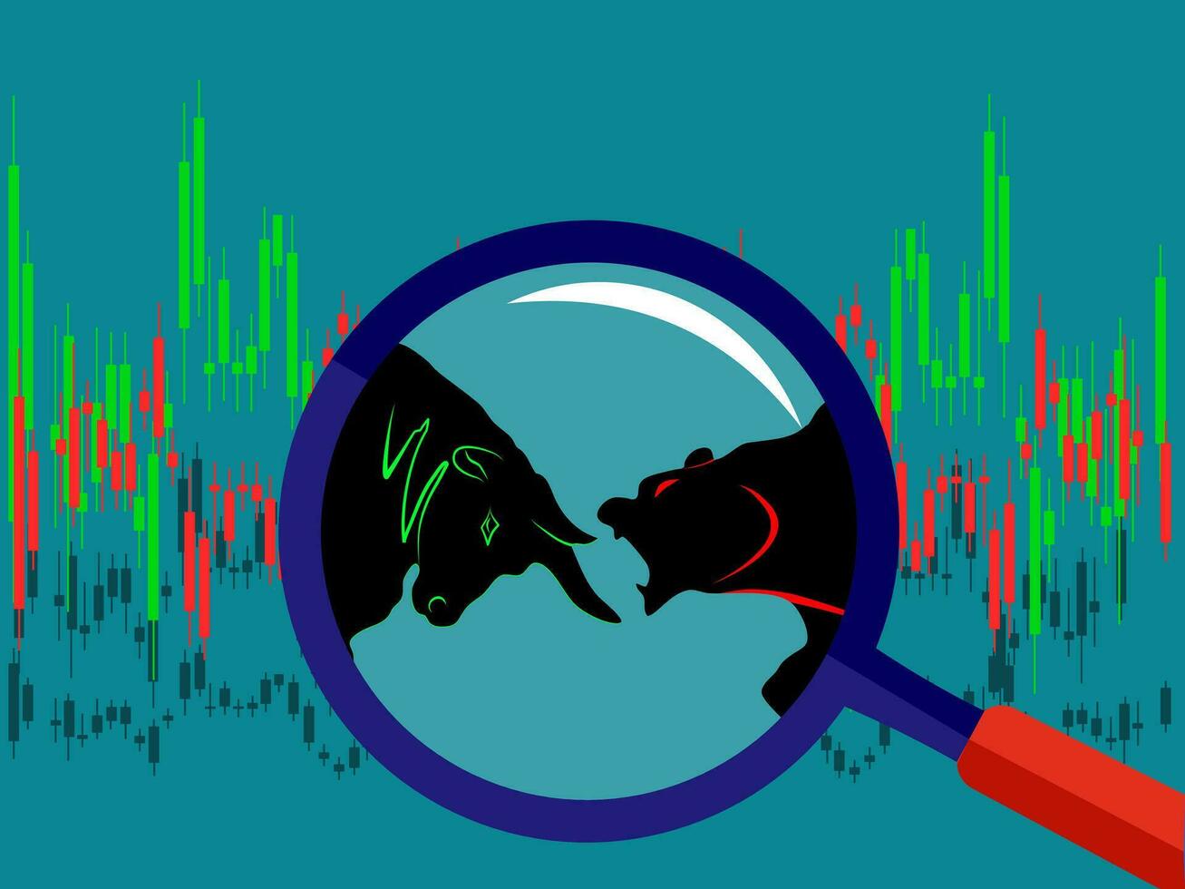 bull vs bear symbol of stock market trend isolate on background Illustration vector