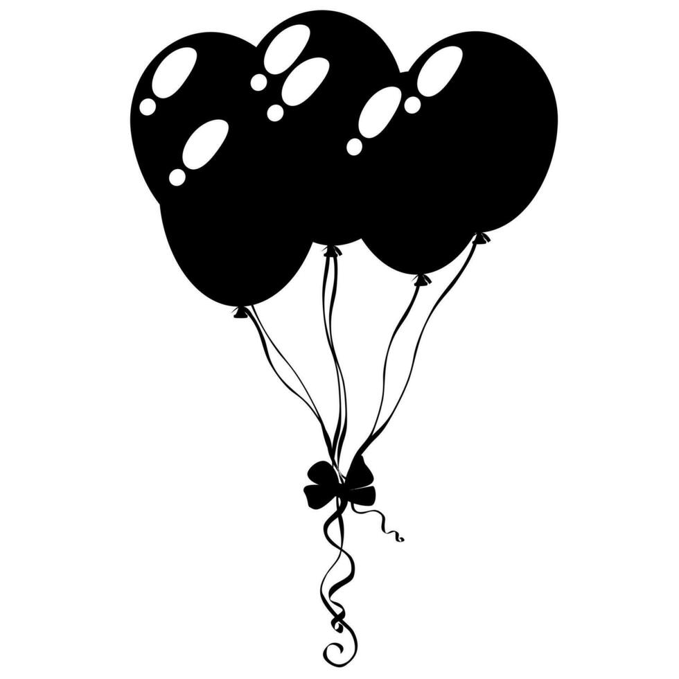 Balloons isolated icon on white background. black silhouette balloons. Flat style vector illustration