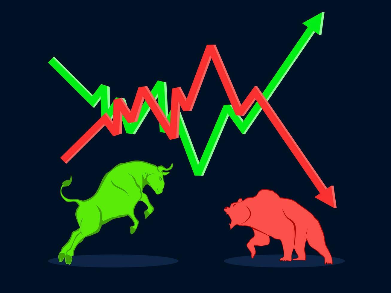 toro vs oso símbolo de valores mercado tendencia. vector ilustración