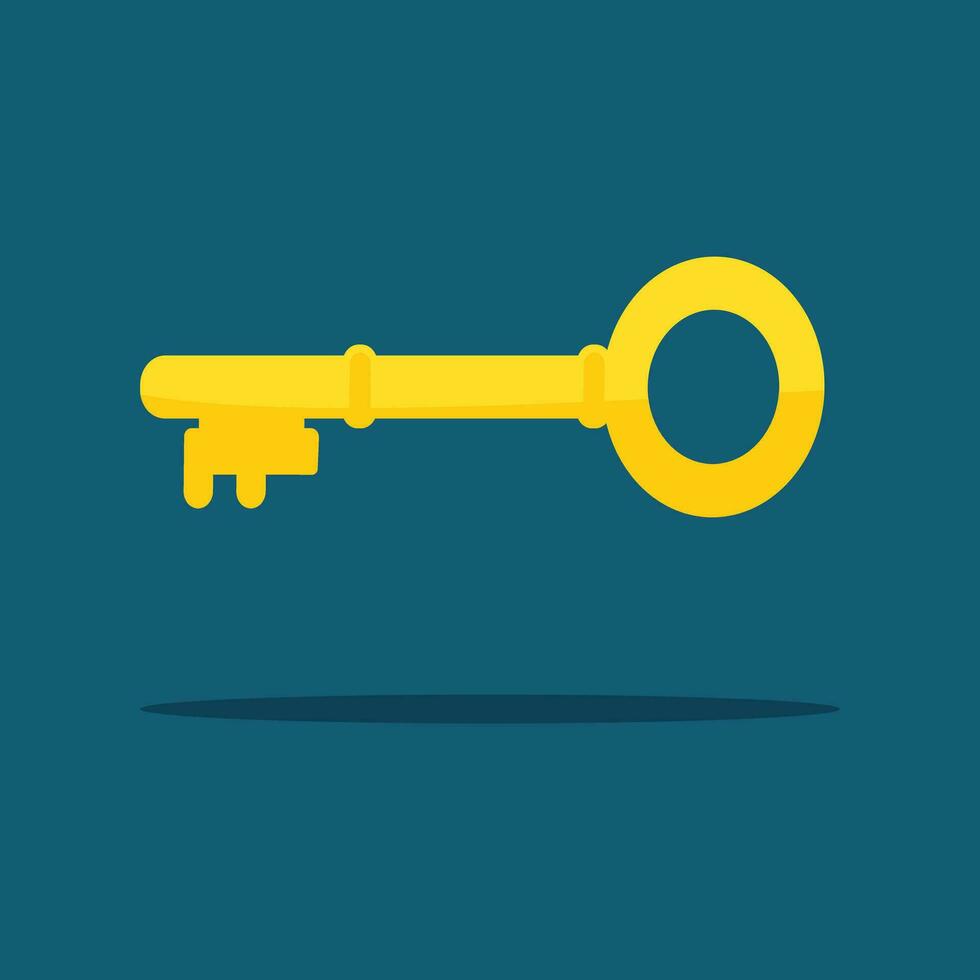 gold Key. protection and security. lock symbol. vector illustration
