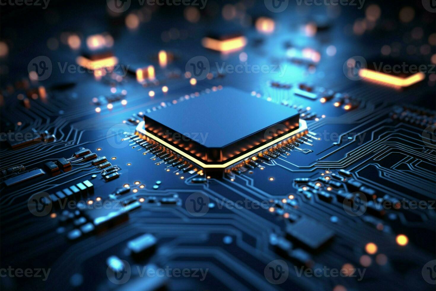 AI generated Abstract tech precision 3D target with arrows in dark space photo