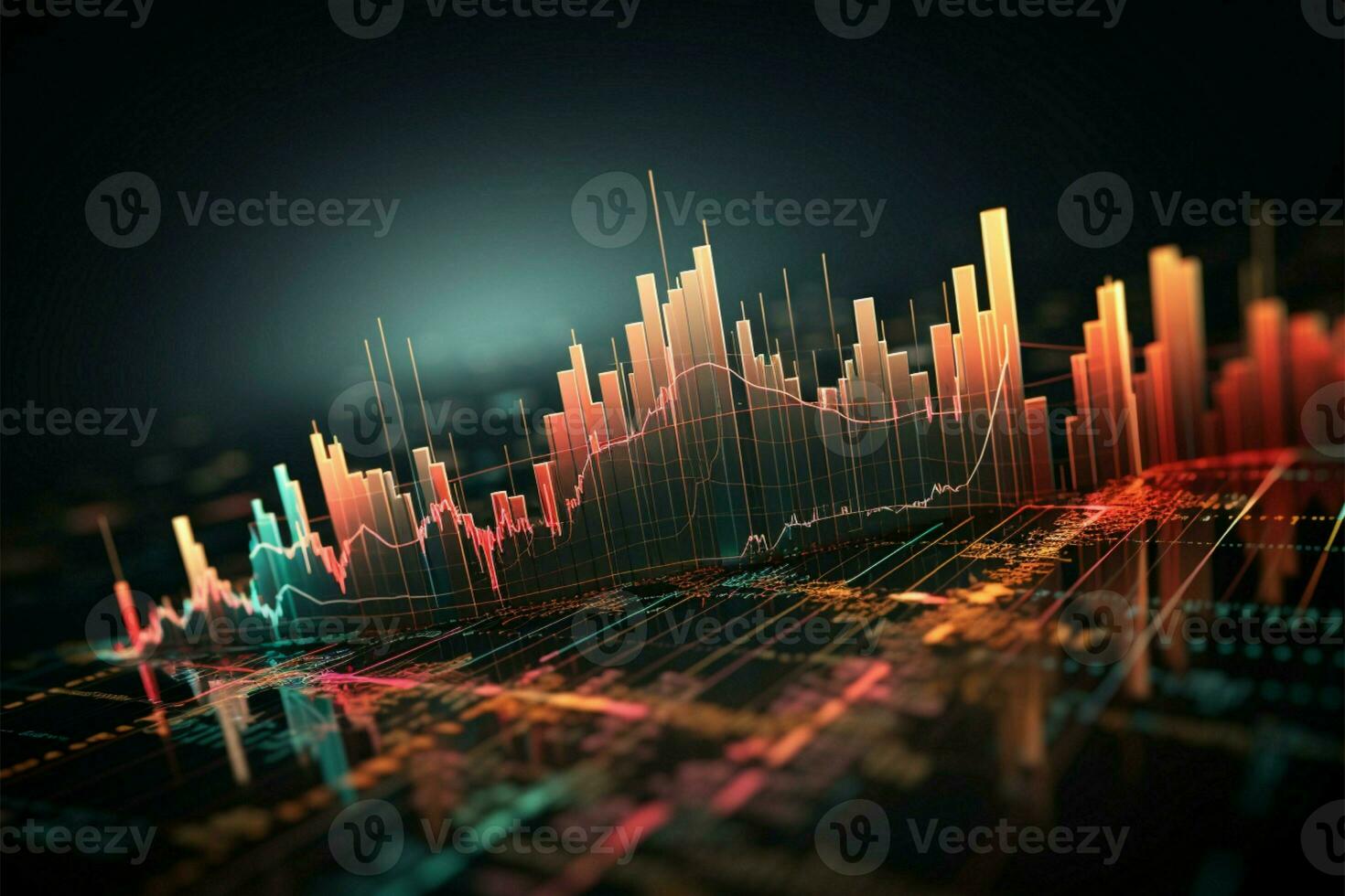 AI generated Economic analytics Business chart, forex, stock, marketing, statistic graphic photo