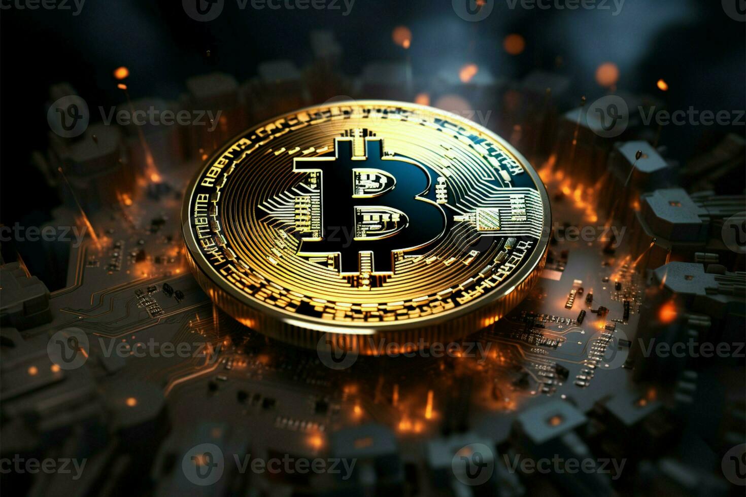 AI generated BTC investment Bitcoin future currency illustration for marketing, stock trade photo