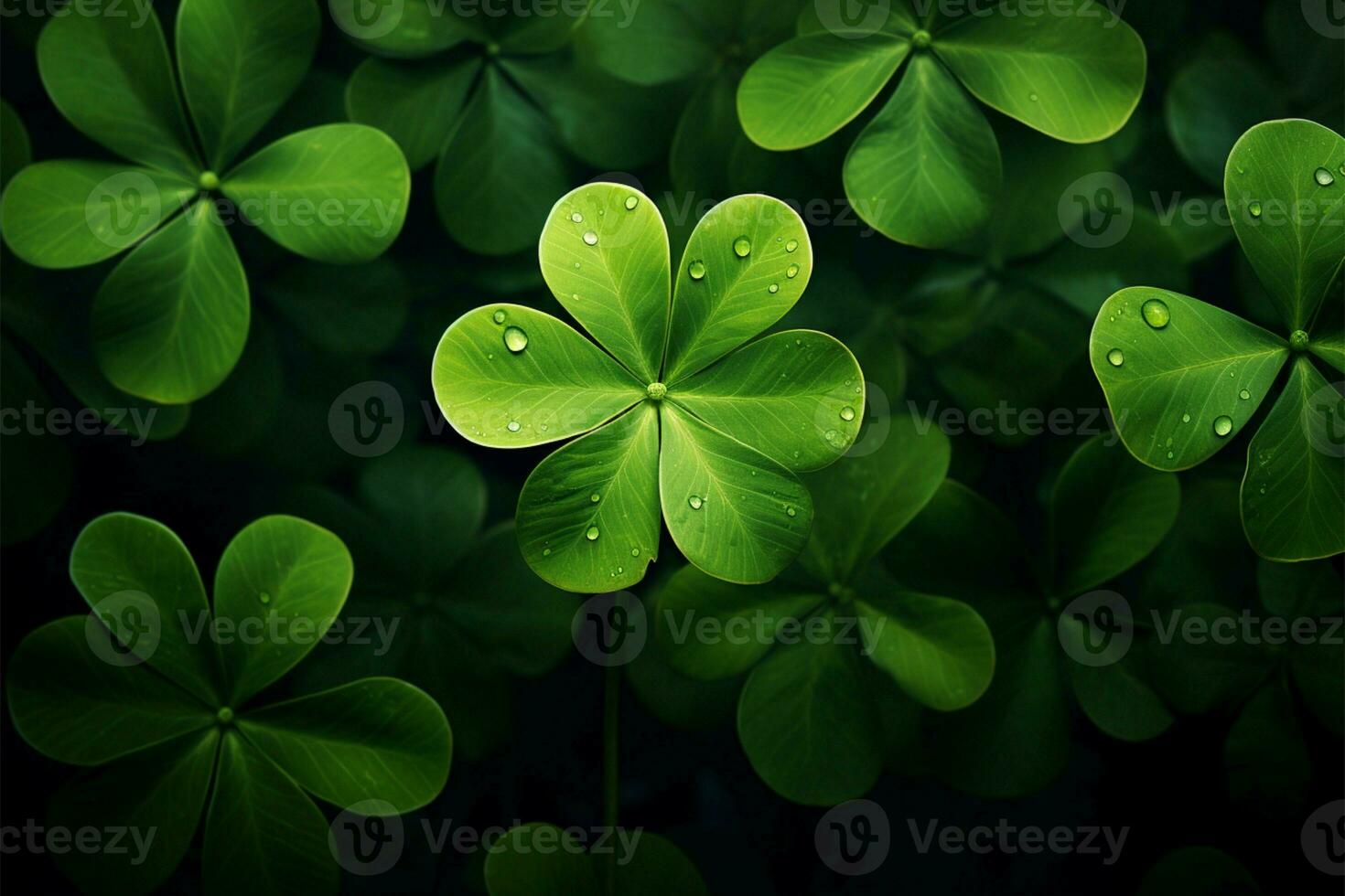 AI generated Shamrock fest Background for St Patricks Day adorned with clover leaves photo