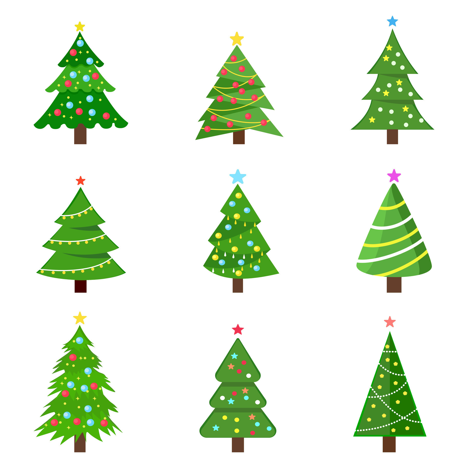 Collection of Christmas trees. modern flat design. vector illustration ...