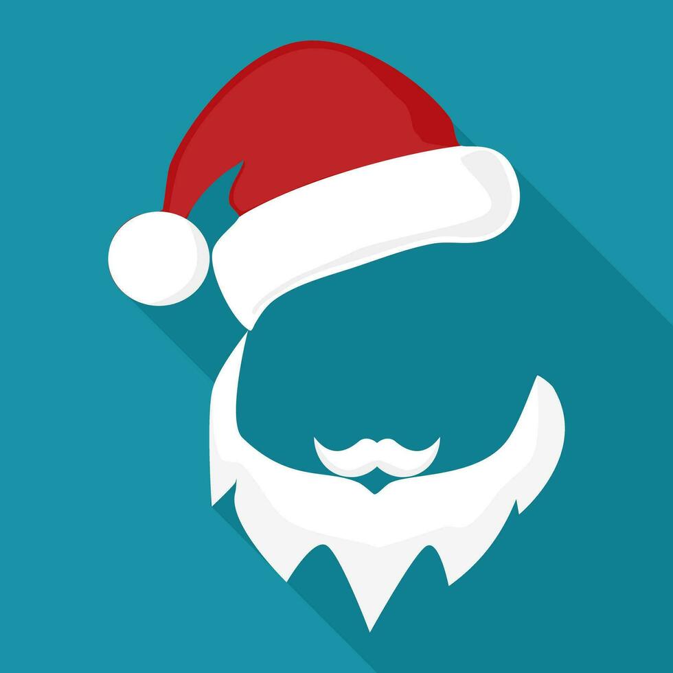 Papa Noel claus sombrero y barba con alegre Navidad saludos. vector