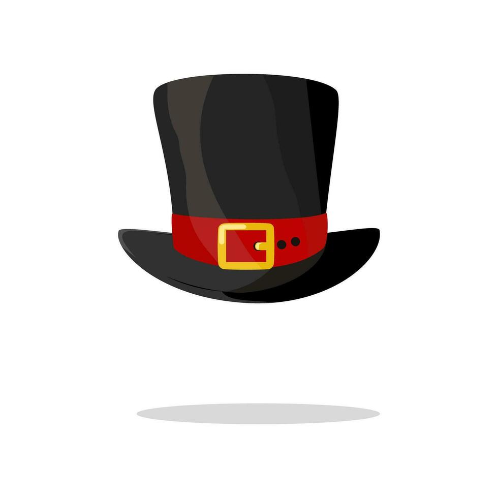 negro Clásico estilo Caballero sombrero con rojo rayas aislado en blanco antecedentes vector