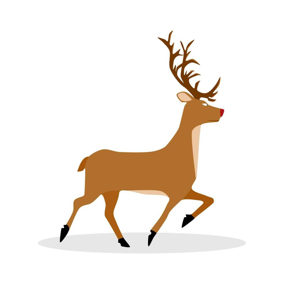 Reindeer Christmas vector illustration. Cartoon deer Isolated on white background