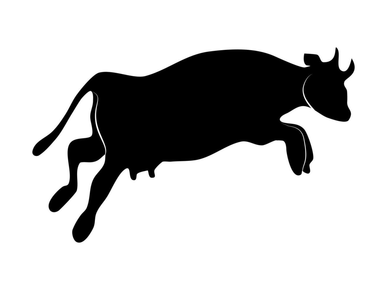 Black silhouette cow isolated on white background. vector