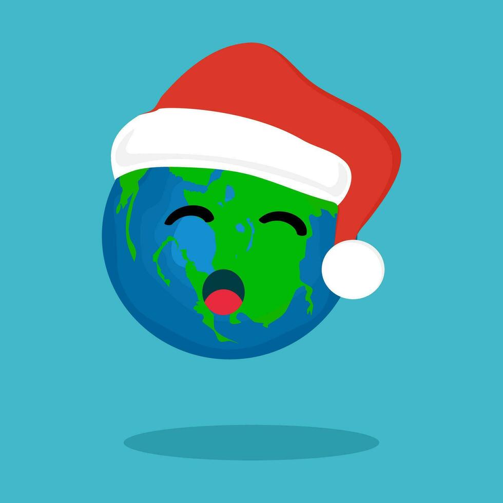 The world wears a santa claus hat Celebrate Christmas. Isolated on background vector