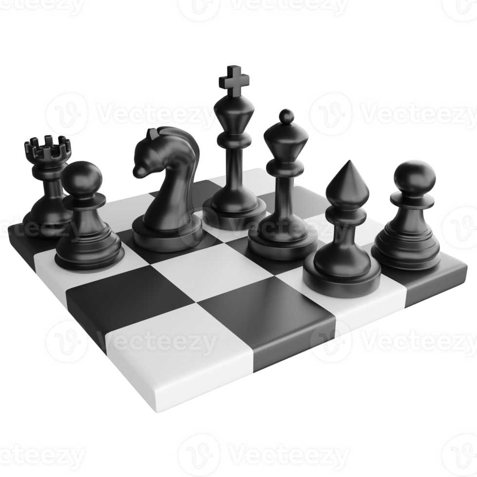 Chess clipart cartoon design icon isolated on transparent background, 3D render chess concept png