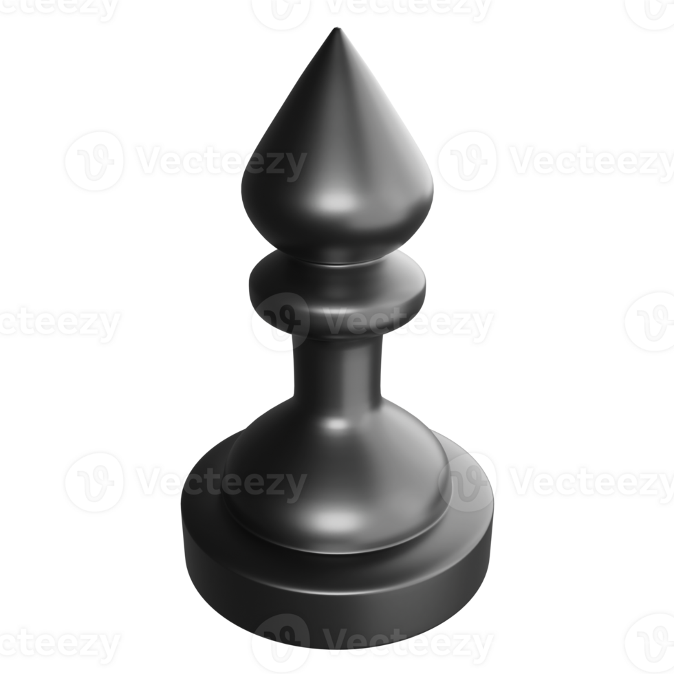 Black bishop chess piece clipart cartoon design icon isolated on transparent background, 3D render chess concept png