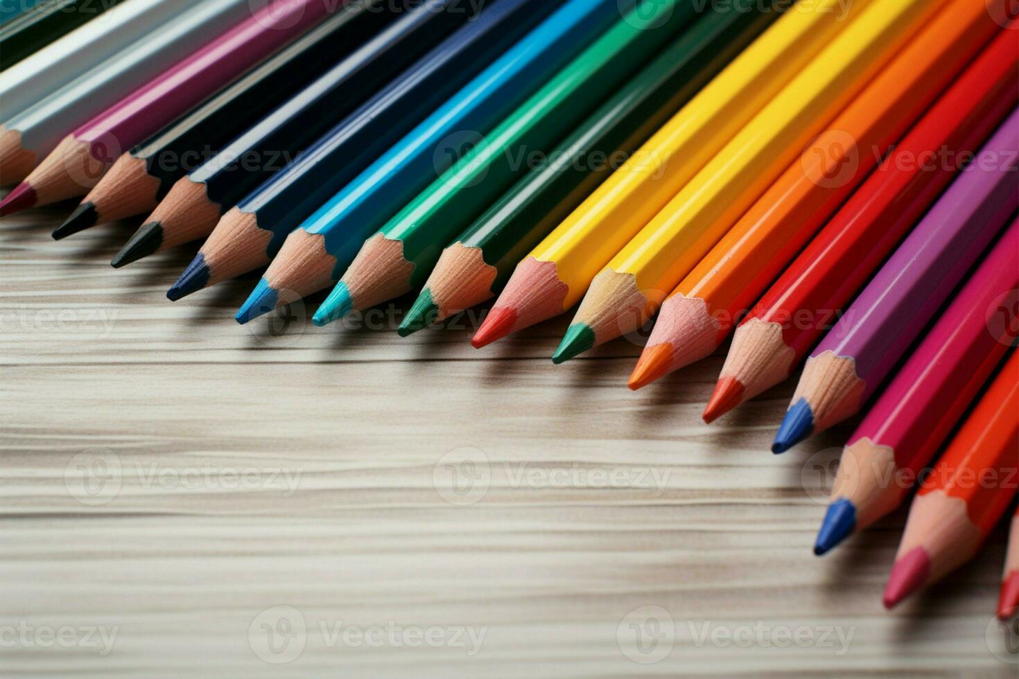 AI generated Color palette School pencils displaying an array of vibrant colors photo