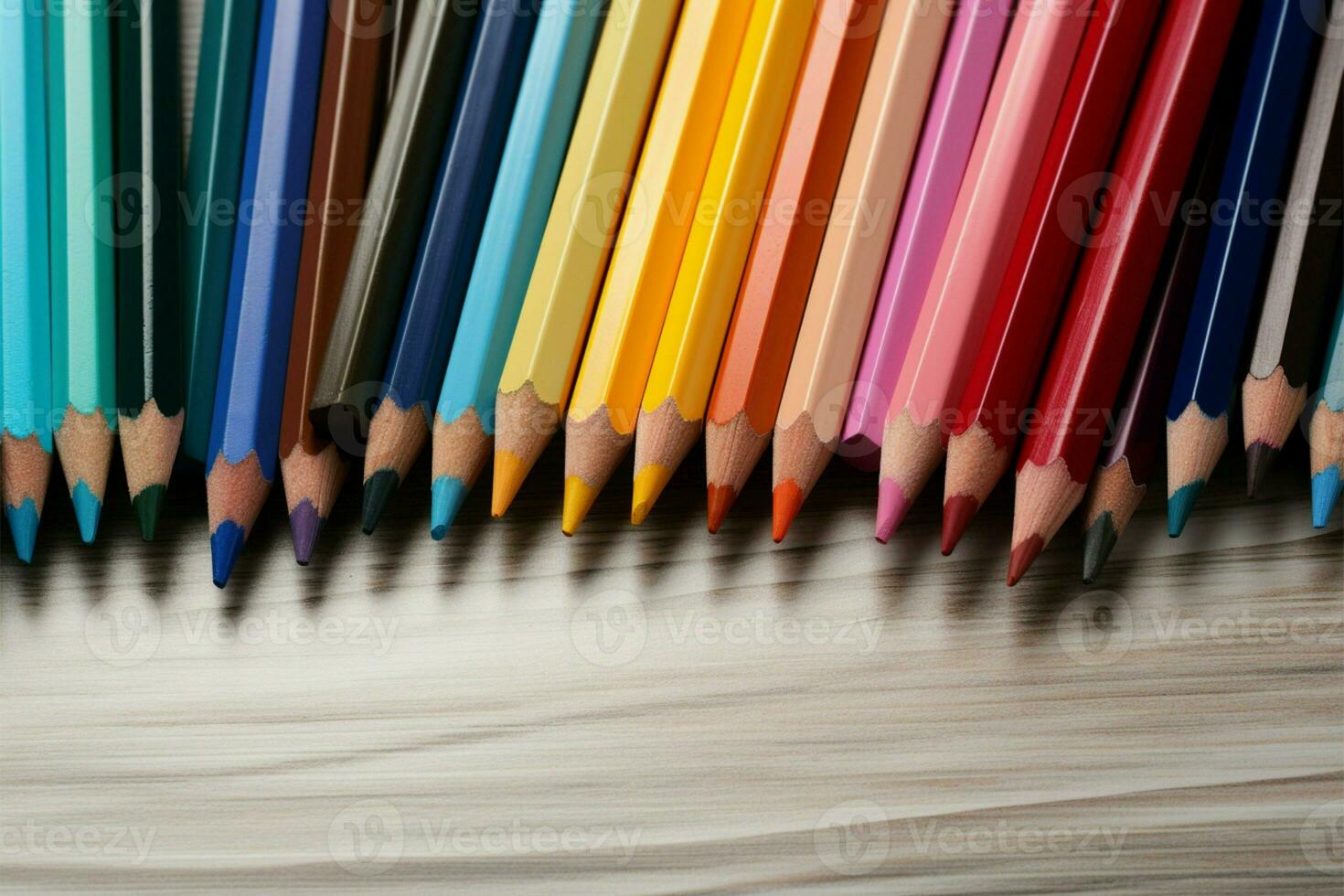 ai generado lápiz espectro un mezcla de colegio lapices en varios colores foto