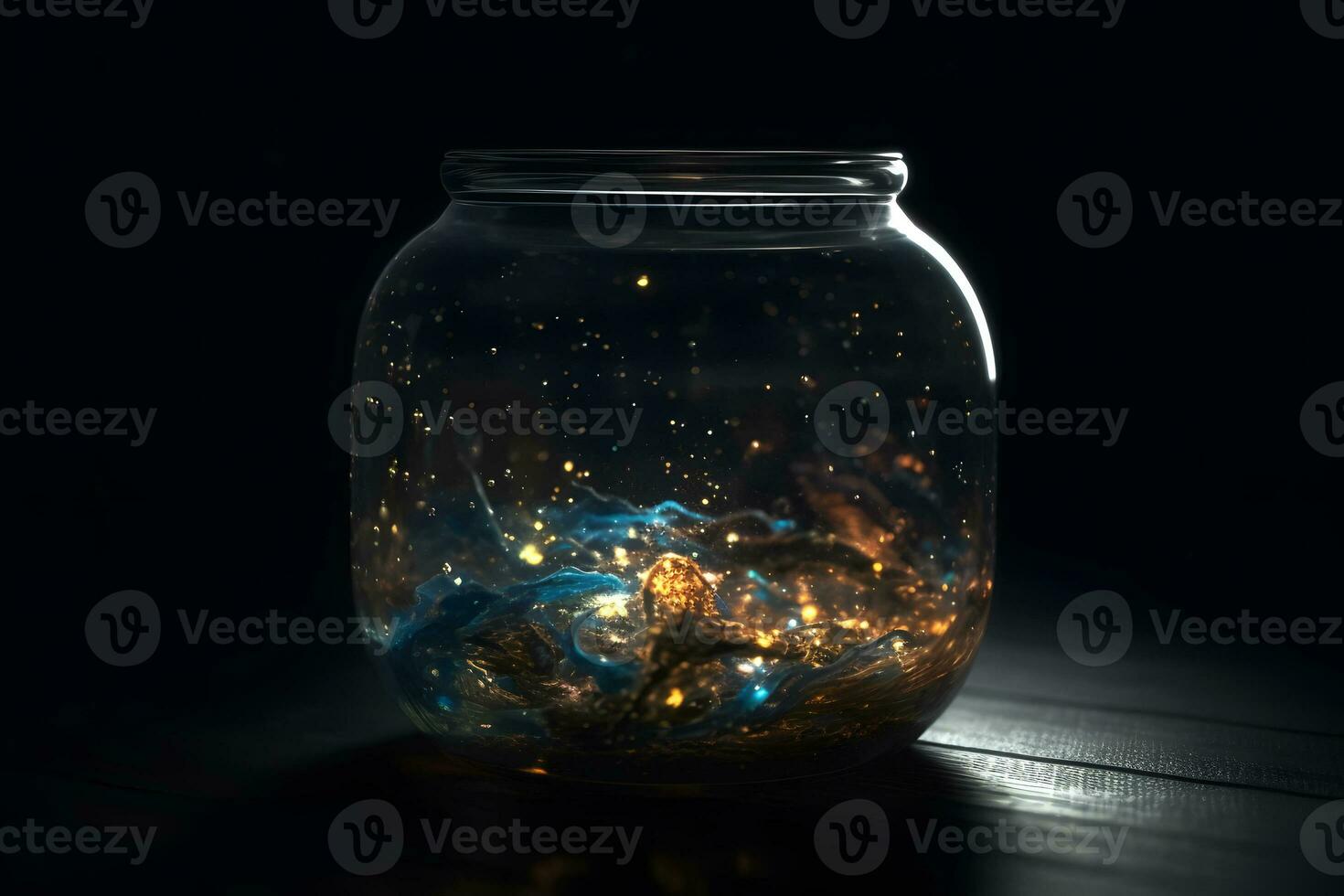 AI generated Space inside a glass jar. Neural network AI generated photo