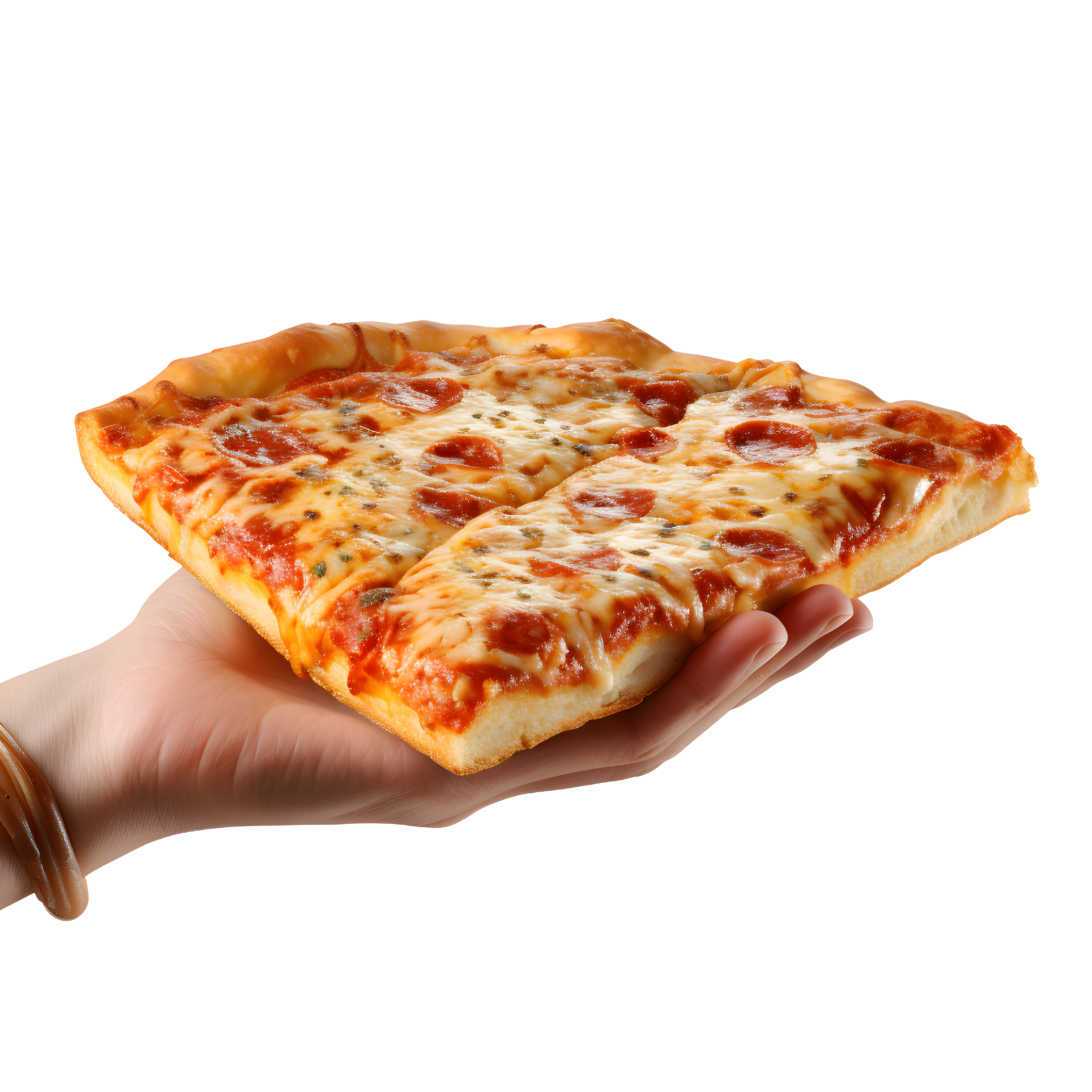 AI generated Hand Holding Scrumptious Slice Pizza Bliss for Visual
