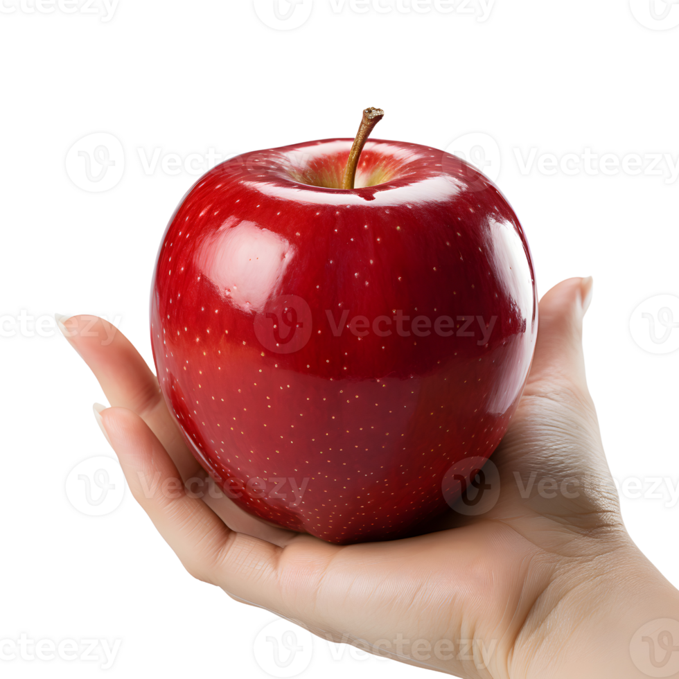 AI generated Hand Showcasing a shiny Apple png
