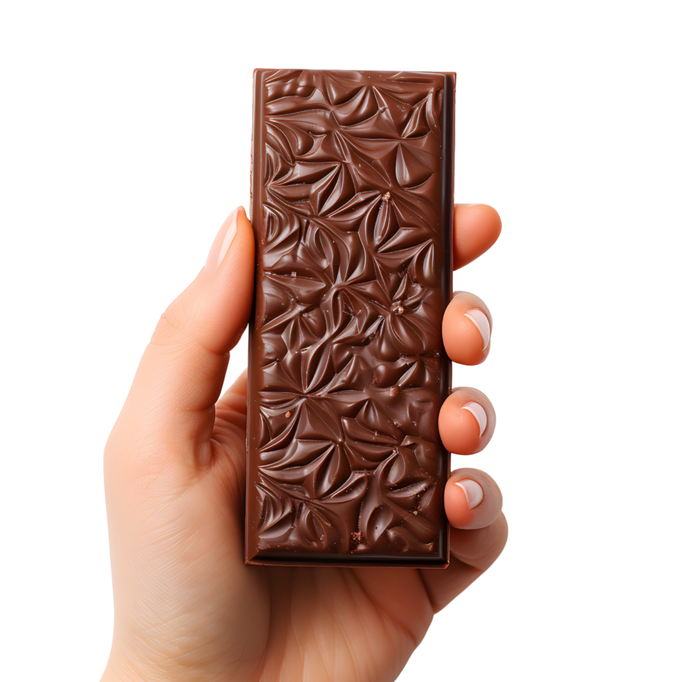 AI generated Hand Holding Creamy Chocolate Bar png