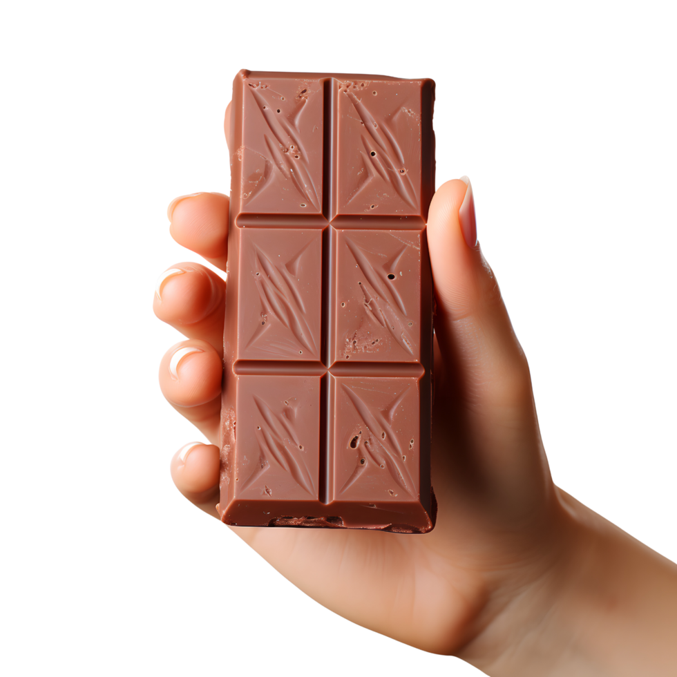 AI generated Hand with Heavenly Chocolate Bar, Indulgent Pleasure png