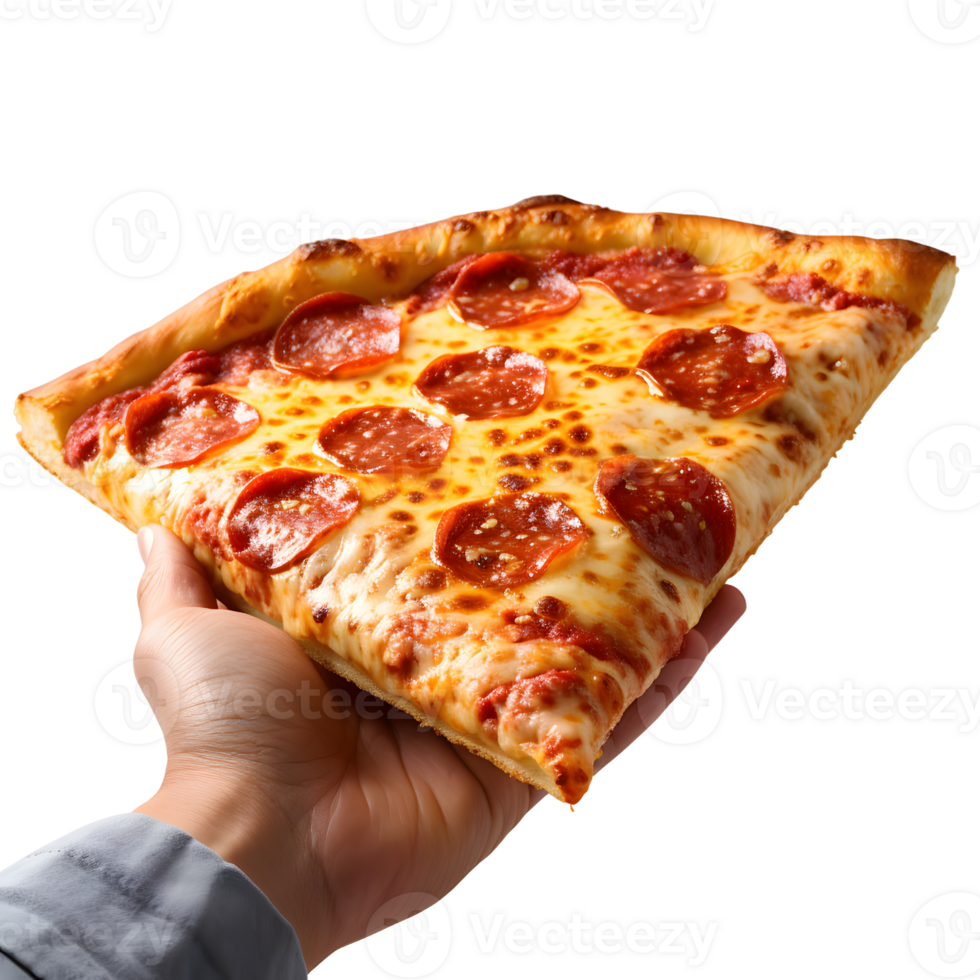 AI generated Hand Showcasing an Pizza Piece png
