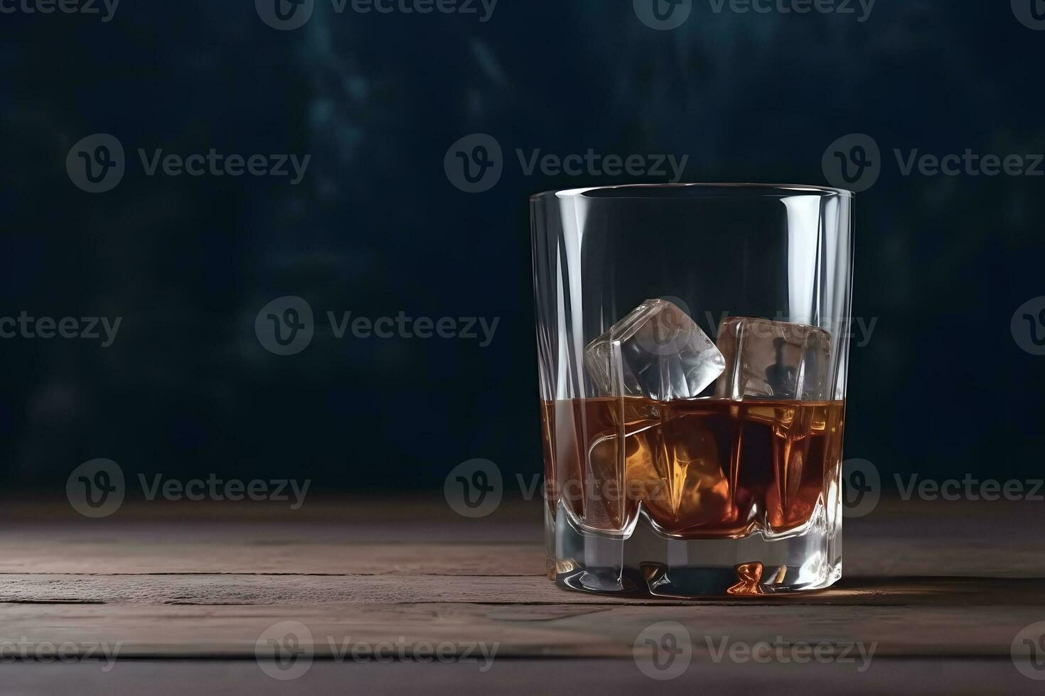 AI generated close up of a shot of whiskey on a bar top. Neural network AI generated photo
