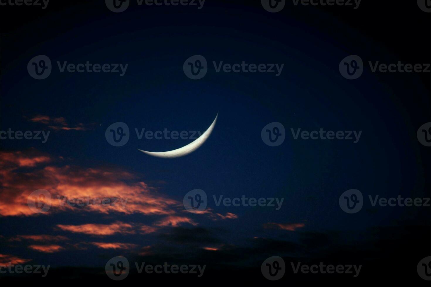 AI generated Twilight beauty Half moon visible in the early evening sky photo