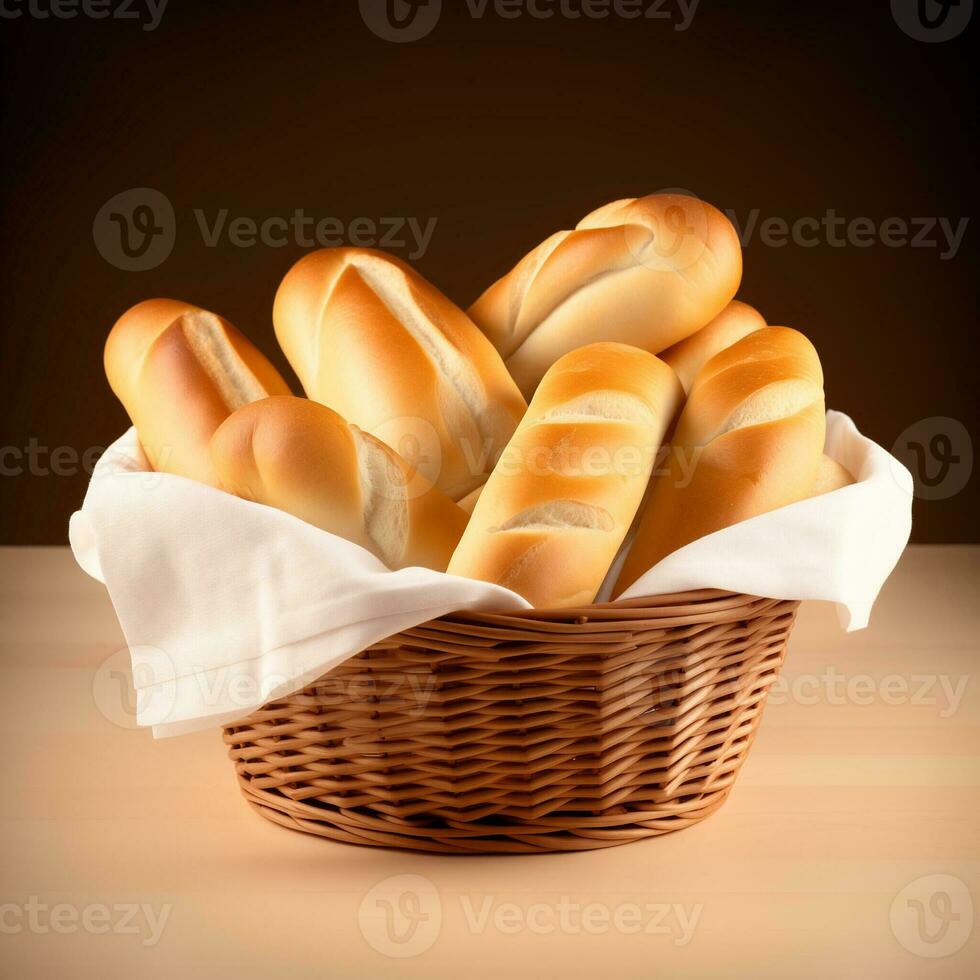 AI generated Variety of Visually Appealing Fresh Baked Bread Baskets photo