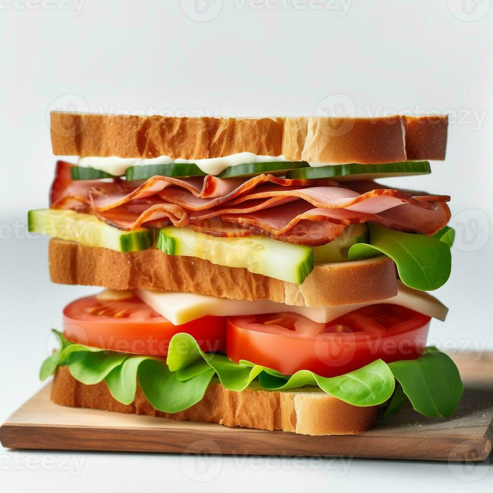 ai generado Compilacion de visualmente atractivo sándwiches con un variedad de vistoso ingredientes foto