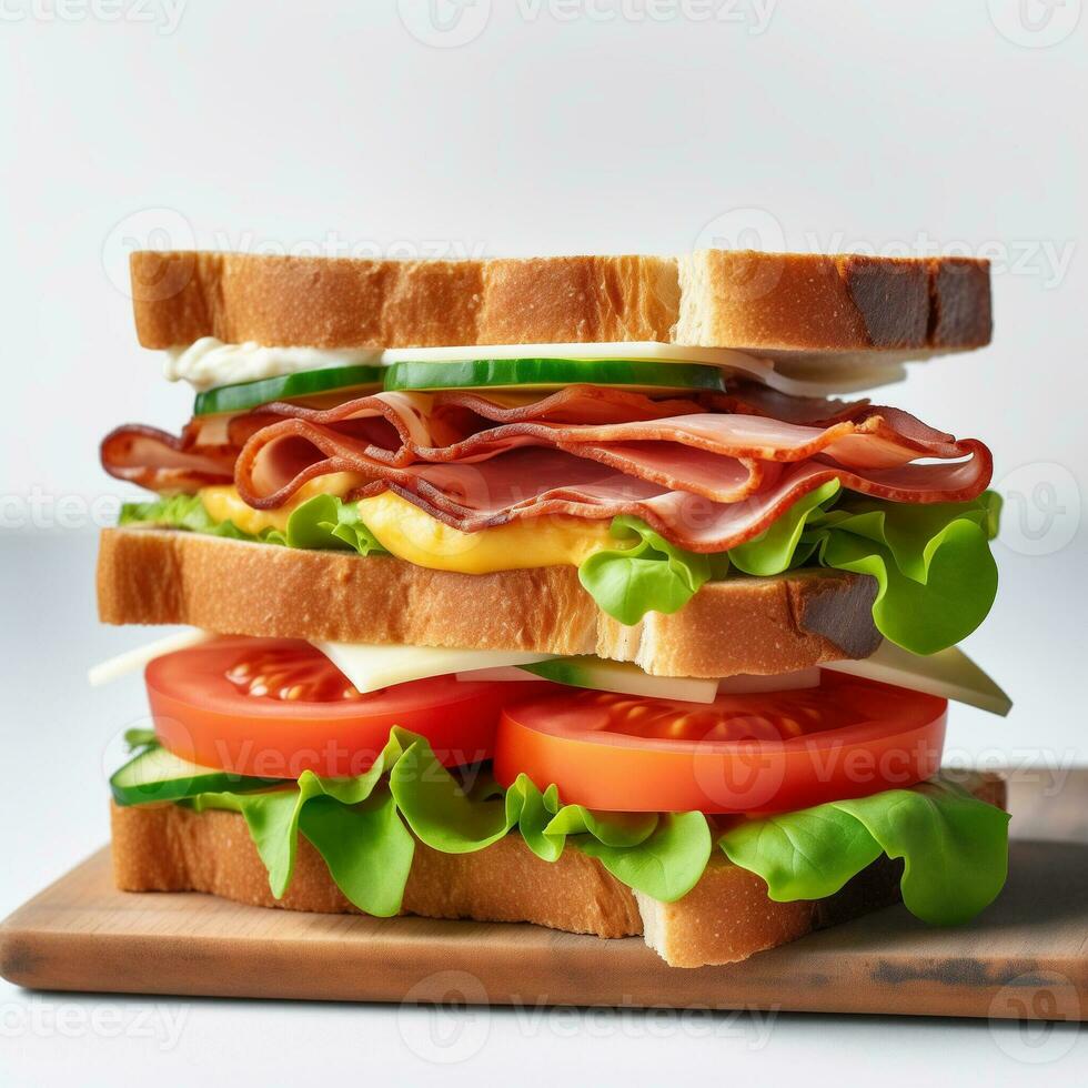 ai generado Compilacion de visualmente atractivo sándwiches con un variedad de vistoso ingredientes foto