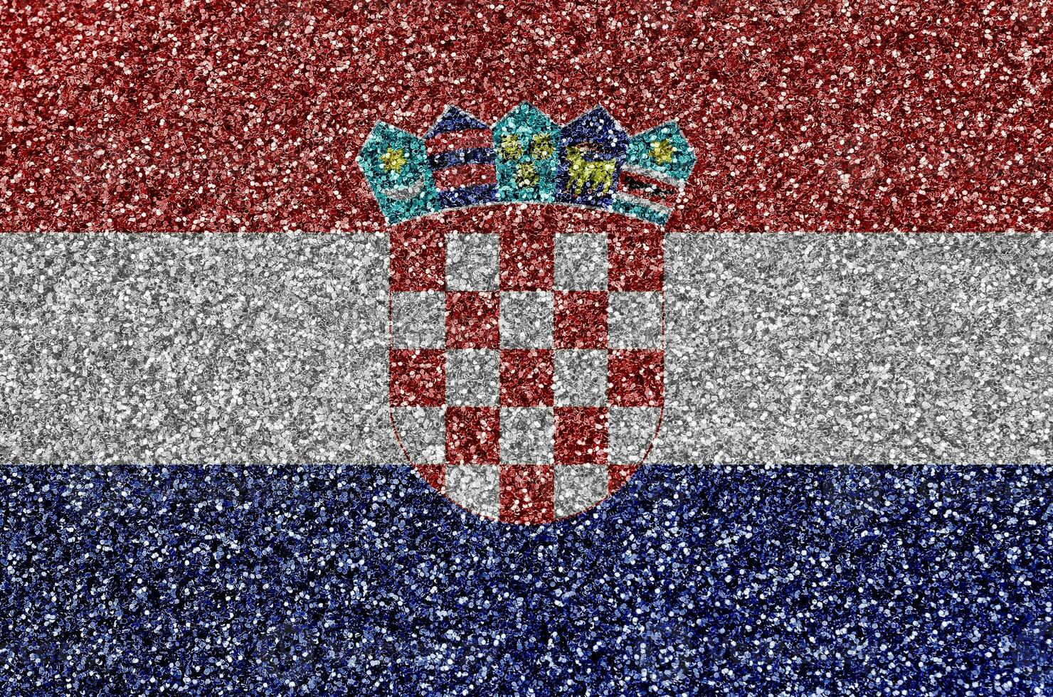 Croatia flag depicted on many small shiny sequins. Colorful festival background for party photo