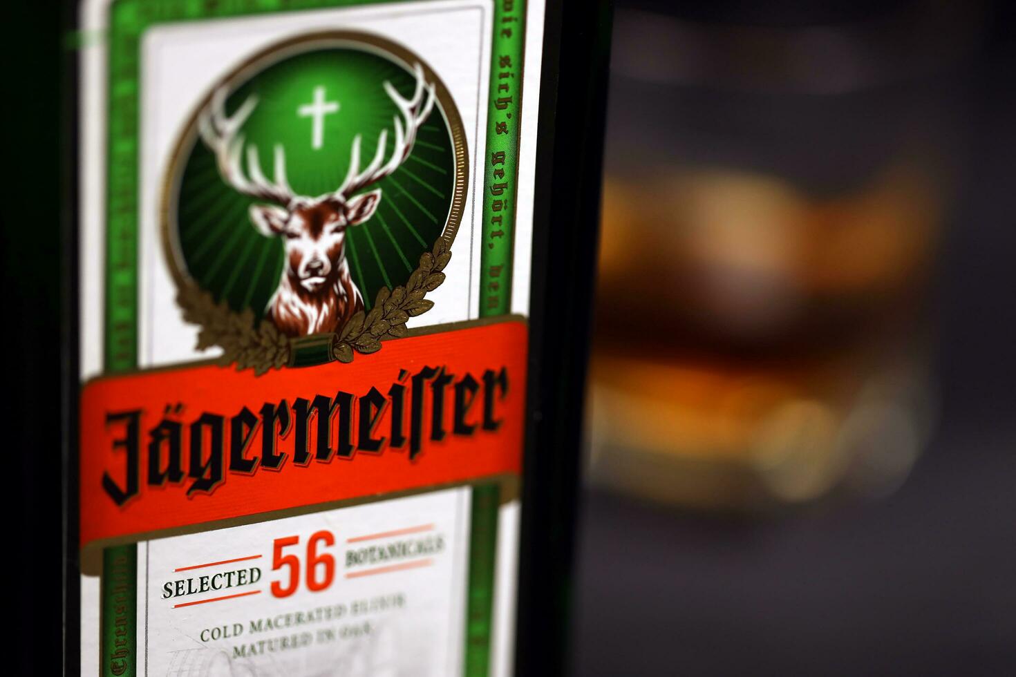 KHARKOV, UKRAINE - DECEMBER 3, 2020 Jagermeister cold macerated elixir ...