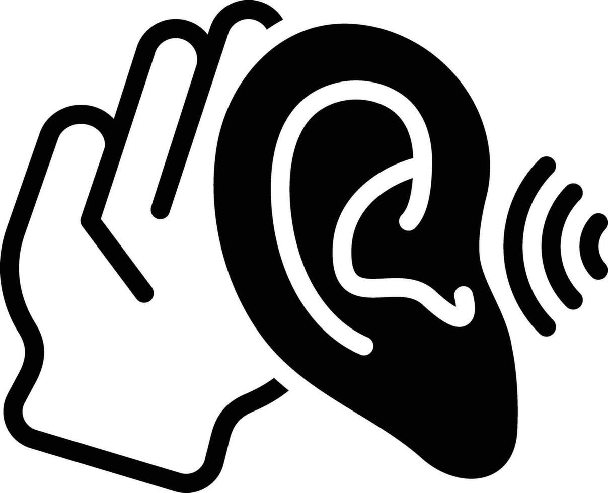 Solid icon for hearing vector